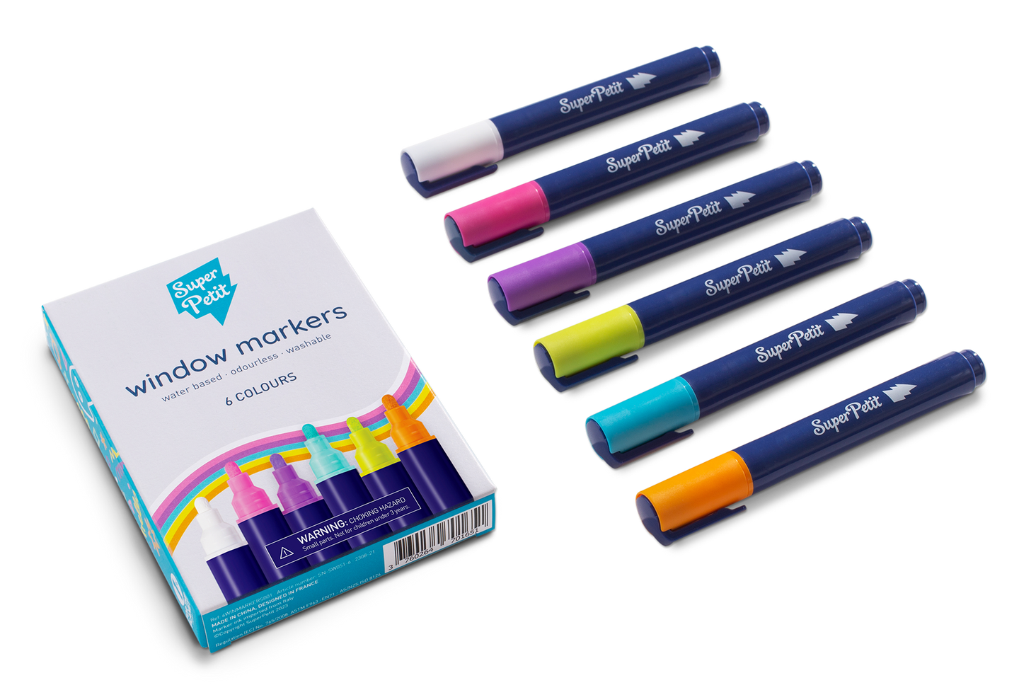 SUPER PETIT. Σετ 6 μεγάλοι μαρκαδόροι για τζάμια SUPER PETIT. Σετ 6 μεγάλοι μαρκαδόροι για τζάμια