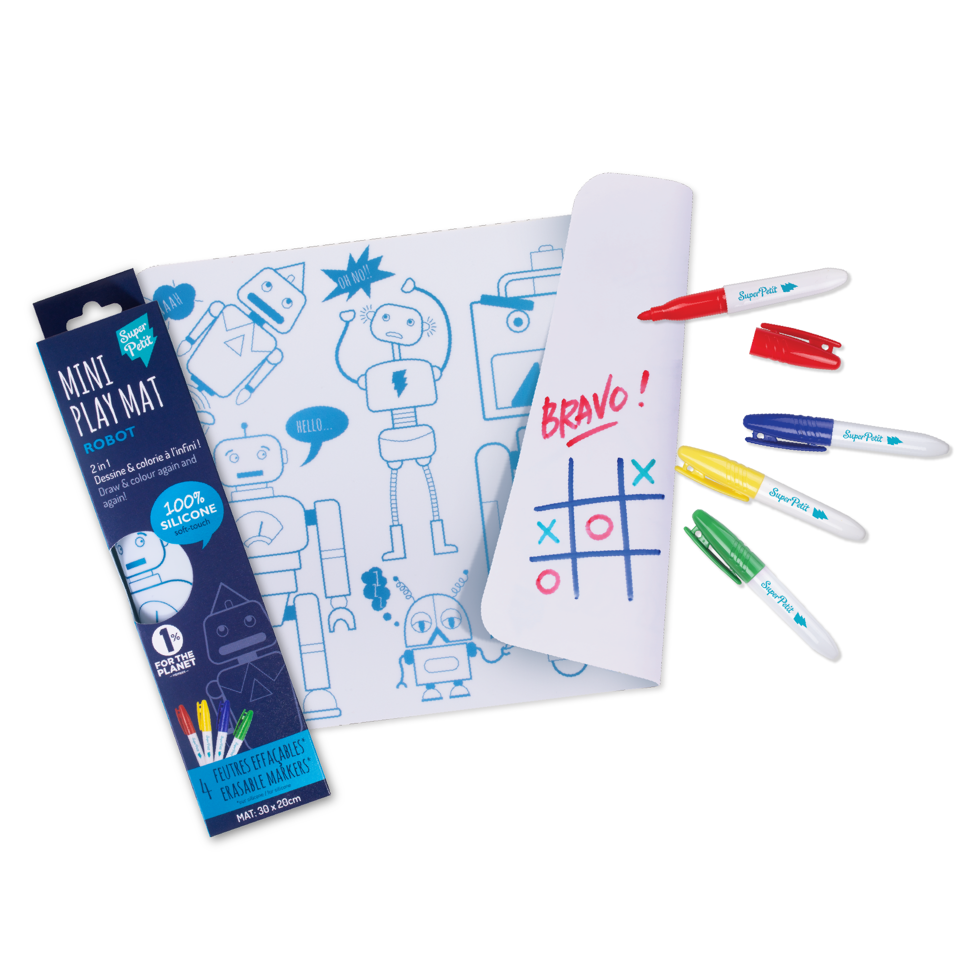 SUPER PETIT. Σουπλά σιλικόνης για ζωγραφική διπλής όψης Mini "Ρομπότ" SUPER PETIT. Σουπλά σιλικόνης για ζωγραφική διπλής όψης Mini "Ρομπότ"